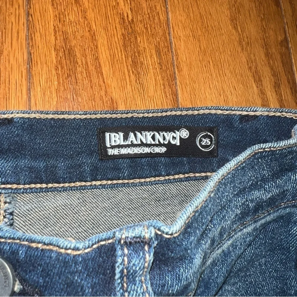 NWT Blank NYC The Madison High Rise Crop Dark Wash Jeans Raw Hem Size 25 - Picture 4 of 12